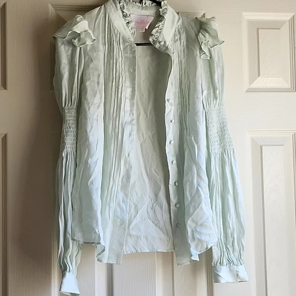 Silk Teardrop Tuxedo Blouse - Picture 1 of 3